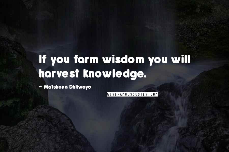 Matshona Dhliwayo Quotes: If you farm wisdom you will harvest knowledge.