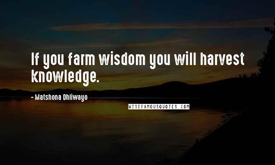 Matshona Dhliwayo Quotes: If you farm wisdom you will harvest knowledge.