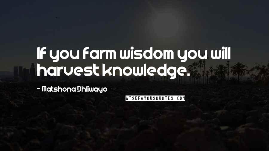 Matshona Dhliwayo Quotes: If you farm wisdom you will harvest knowledge.