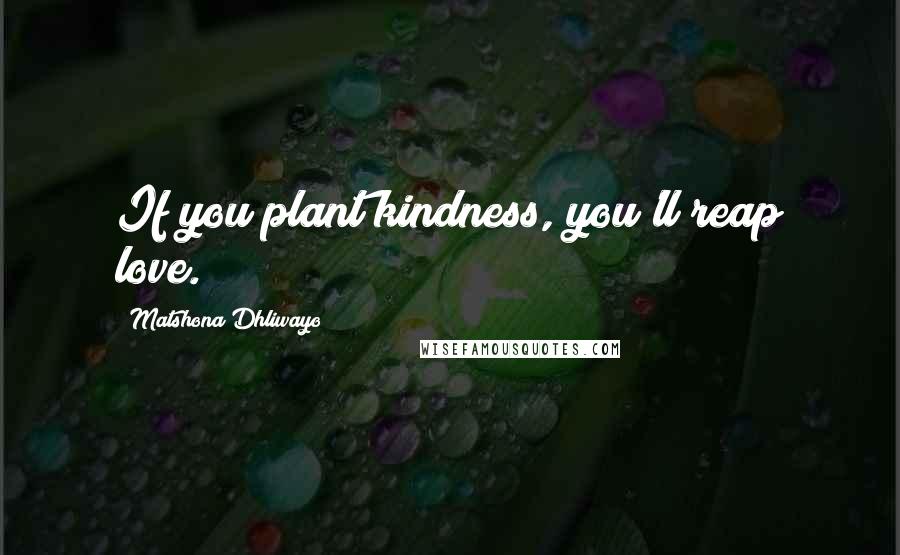 Matshona Dhliwayo Quotes: If you plant kindness, you'll reap love.