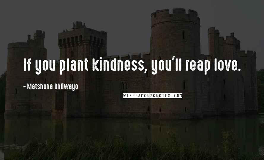 Matshona Dhliwayo Quotes: If you plant kindness, you'll reap love.
