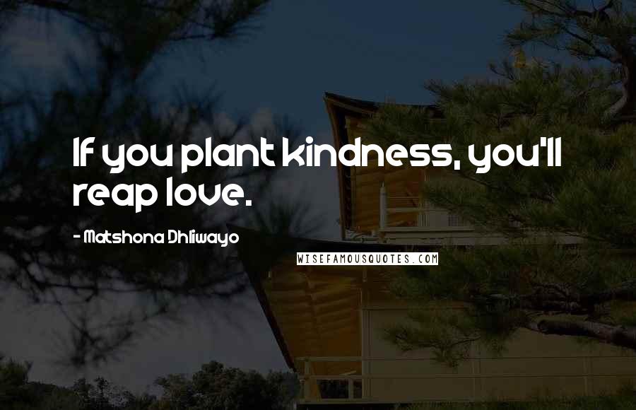 Matshona Dhliwayo Quotes: If you plant kindness, you'll reap love.