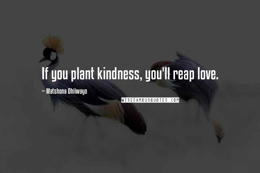 Matshona Dhliwayo Quotes: If you plant kindness, you'll reap love.