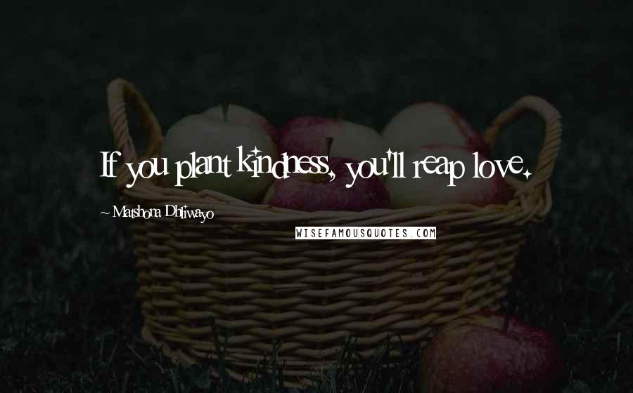 Matshona Dhliwayo Quotes: If you plant kindness, you'll reap love.