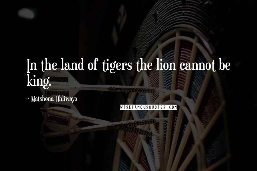 Matshona Dhliwayo Quotes: In the land of tigers the lion cannot be king.