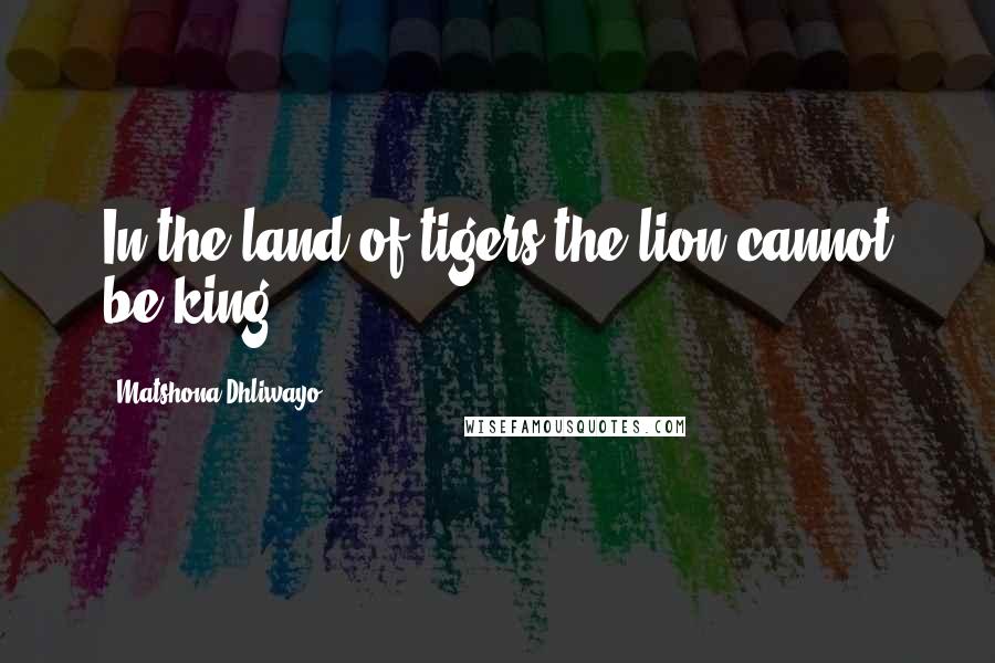 Matshona Dhliwayo Quotes: In the land of tigers the lion cannot be king.