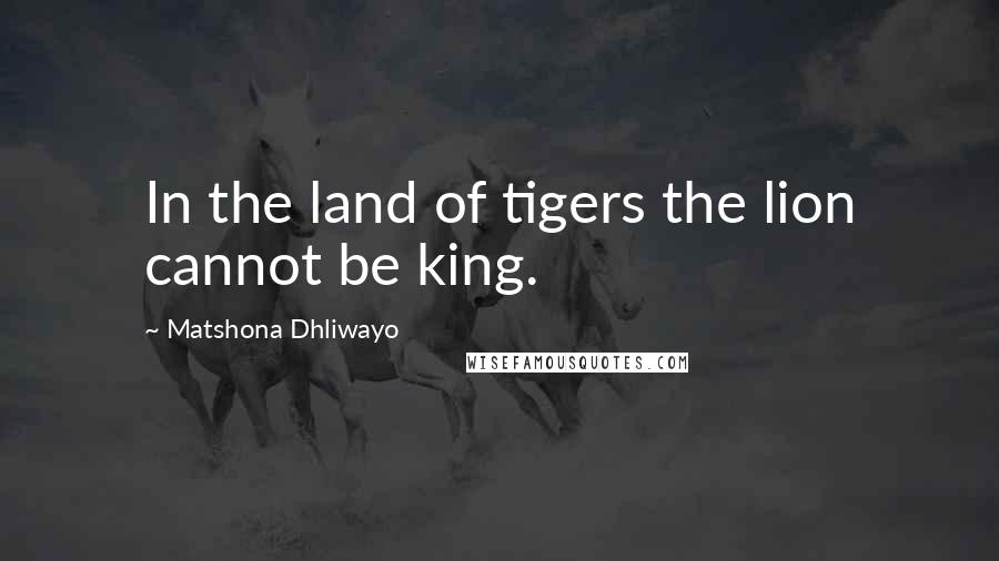 Matshona Dhliwayo Quotes: In the land of tigers the lion cannot be king.