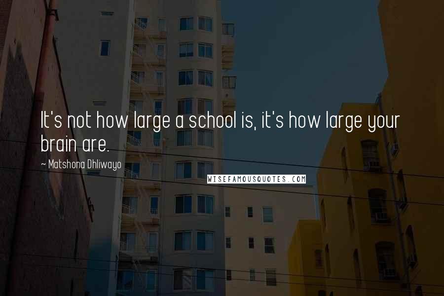 Matshona Dhliwayo Quotes: It's not how large a school is, it's how large your brain are.