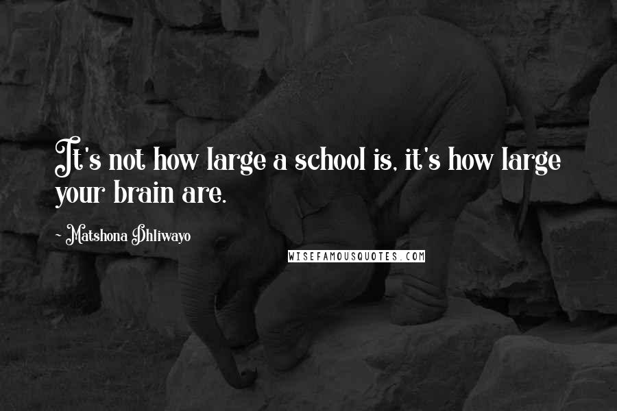 Matshona Dhliwayo Quotes: It's not how large a school is, it's how large your brain are.