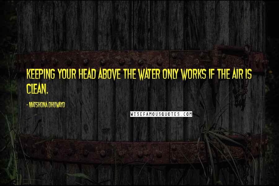 Matshona Dhliwayo Quotes: Keeping your head above the water only works if the air is clean.