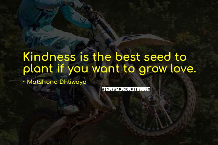 Matshona Dhliwayo Quotes: Kindness is the best seed to plant if you want to grow love.