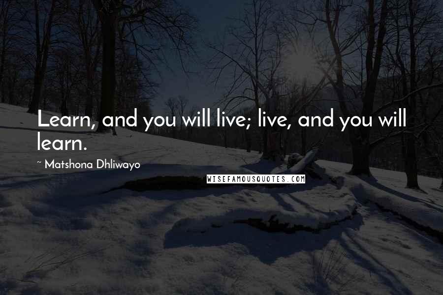 Matshona Dhliwayo Quotes: Learn, and you will live; live, and you will learn.