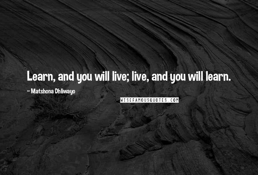 Matshona Dhliwayo Quotes: Learn, and you will live; live, and you will learn.