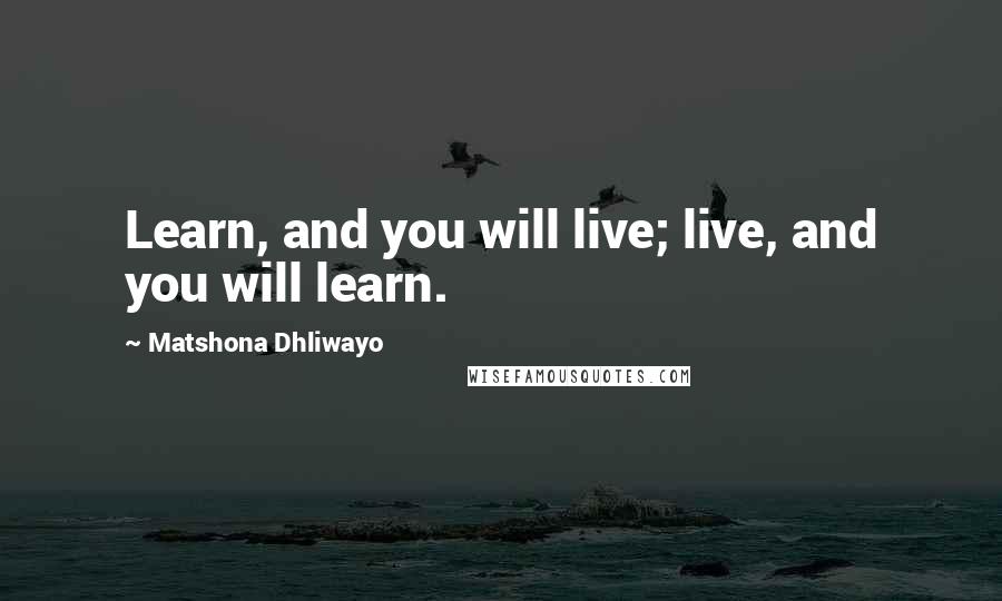 Matshona Dhliwayo Quotes: Learn, and you will live; live, and you will learn.