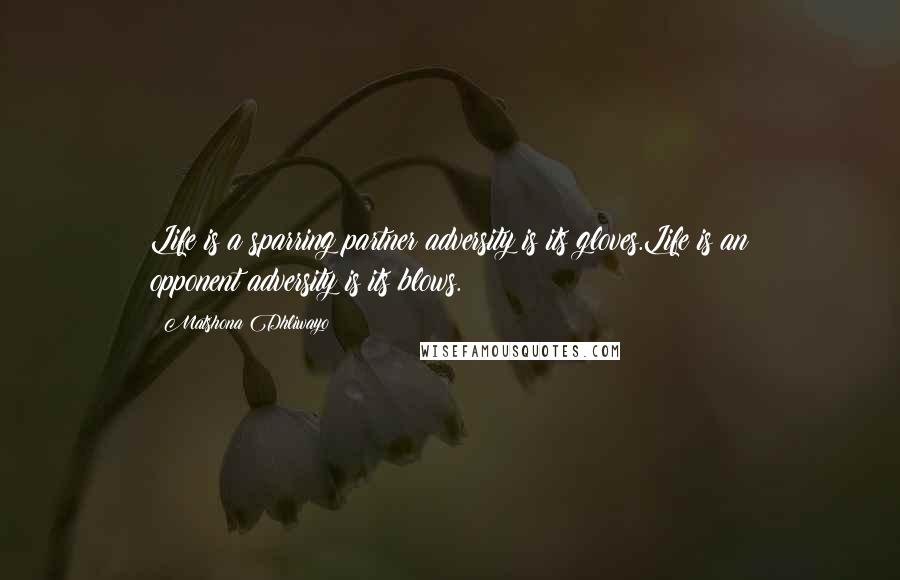 Matshona Dhliwayo Quotes: Life is a sparring partner;adversity is its gloves.Life is an opponent;adversity is its blows.