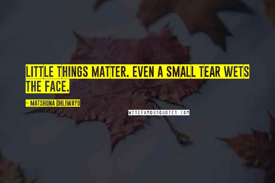 Matshona Dhliwayo Quotes: Little things matter. Even a small tear wets the face.