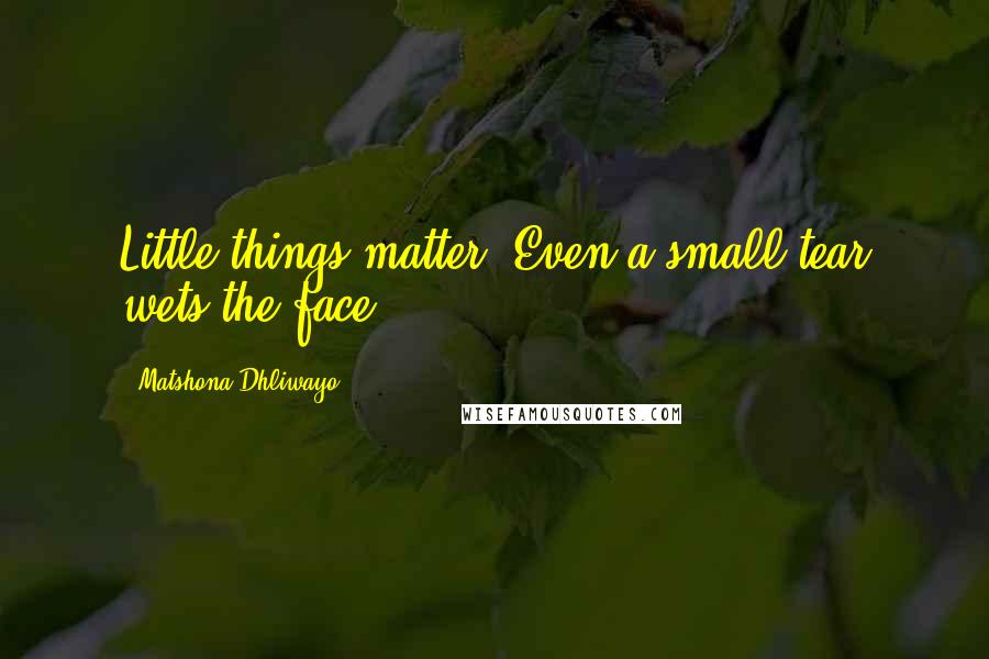 Matshona Dhliwayo Quotes: Little things matter. Even a small tear wets the face.