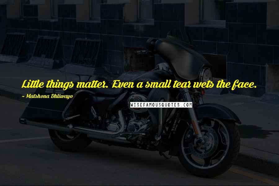 Matshona Dhliwayo Quotes: Little things matter. Even a small tear wets the face.