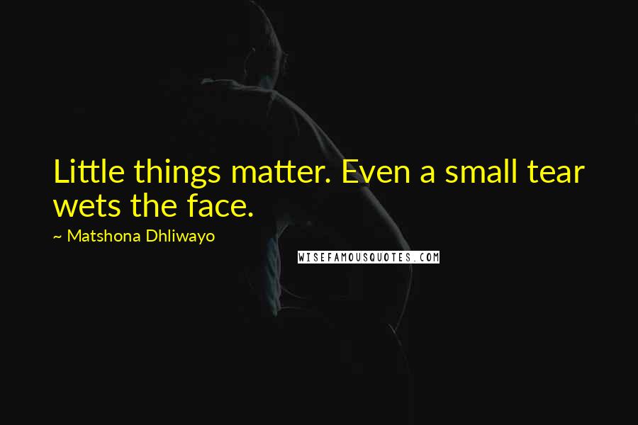 Matshona Dhliwayo Quotes: Little things matter. Even a small tear wets the face.