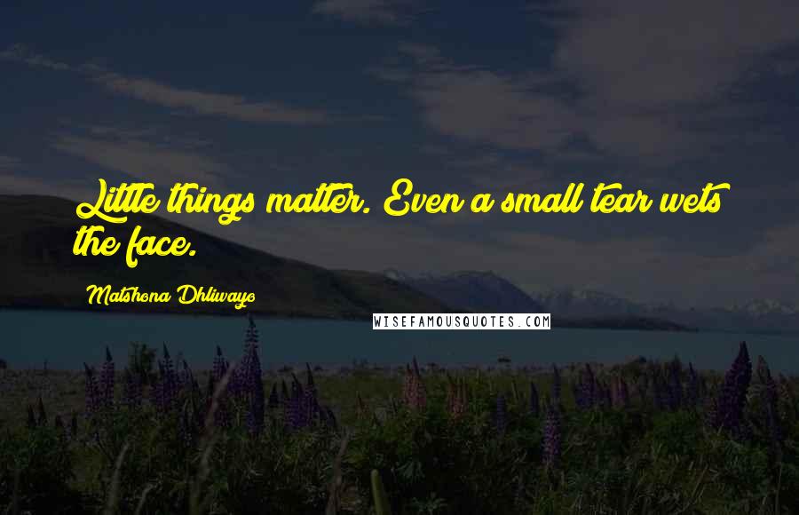 Matshona Dhliwayo Quotes: Little things matter. Even a small tear wets the face.