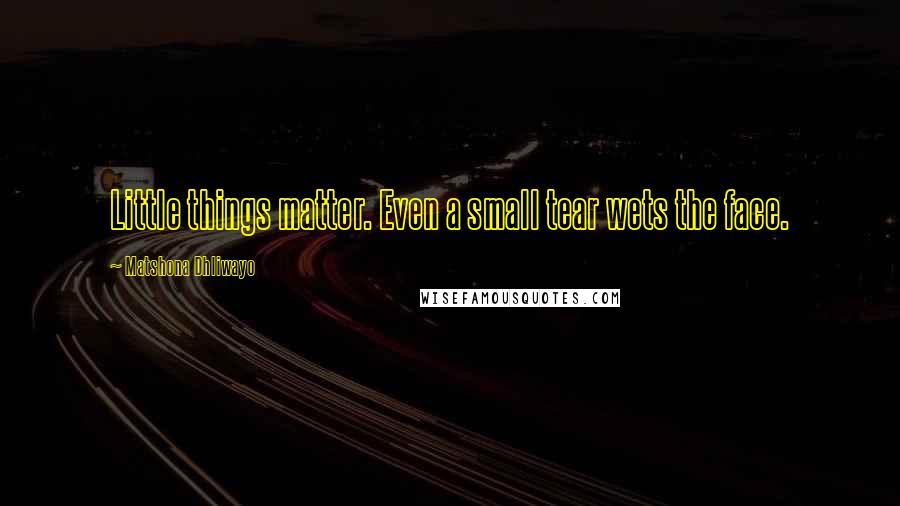 Matshona Dhliwayo Quotes: Little things matter. Even a small tear wets the face.