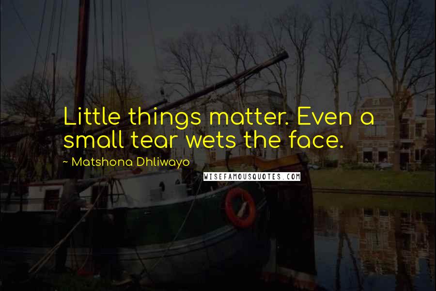 Matshona Dhliwayo Quotes: Little things matter. Even a small tear wets the face.