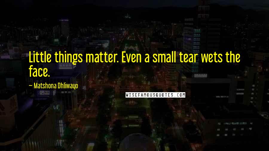 Matshona Dhliwayo Quotes: Little things matter. Even a small tear wets the face.