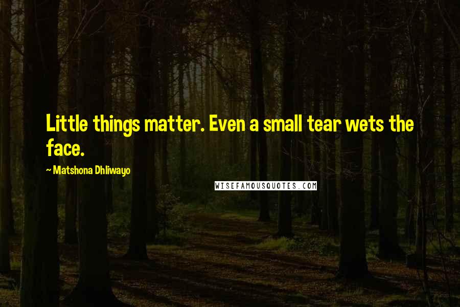 Matshona Dhliwayo Quotes: Little things matter. Even a small tear wets the face.