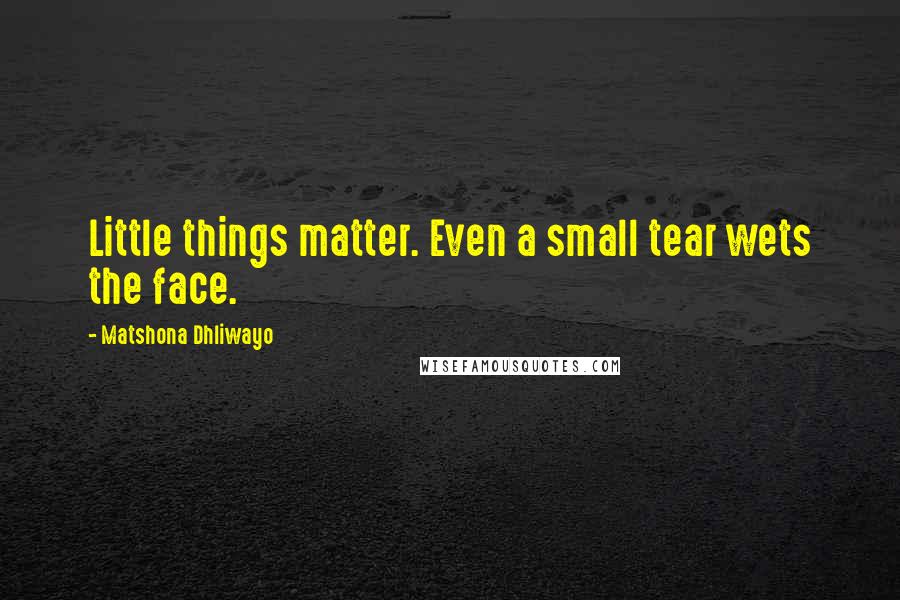 Matshona Dhliwayo Quotes: Little things matter. Even a small tear wets the face.