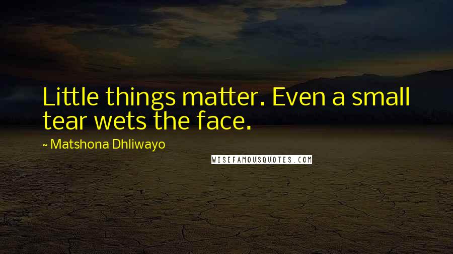 Matshona Dhliwayo Quotes: Little things matter. Even a small tear wets the face.