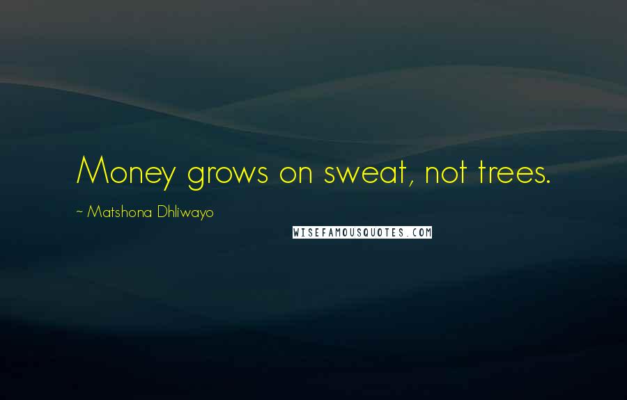 Matshona Dhliwayo Quotes: Money grows on sweat, not trees.