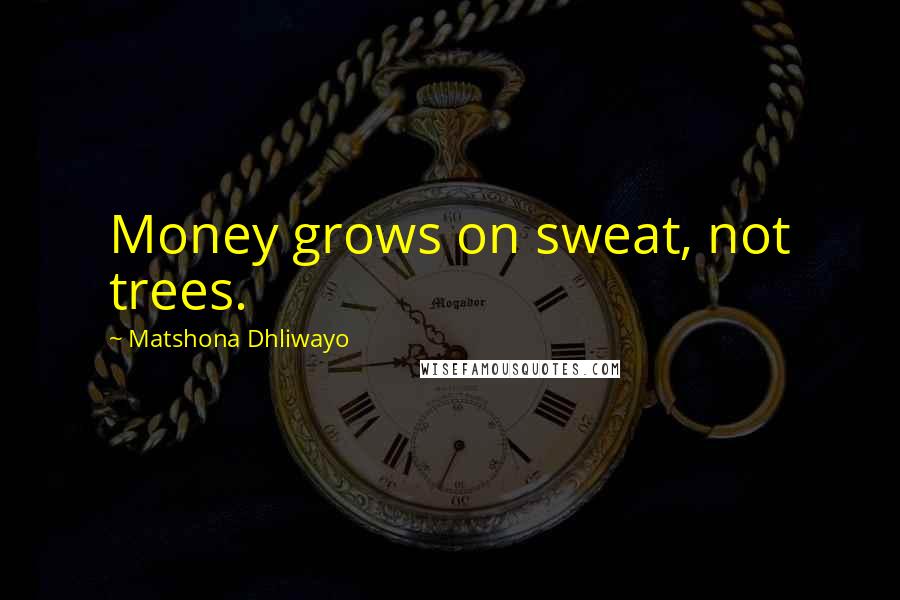 Matshona Dhliwayo Quotes: Money grows on sweat, not trees.