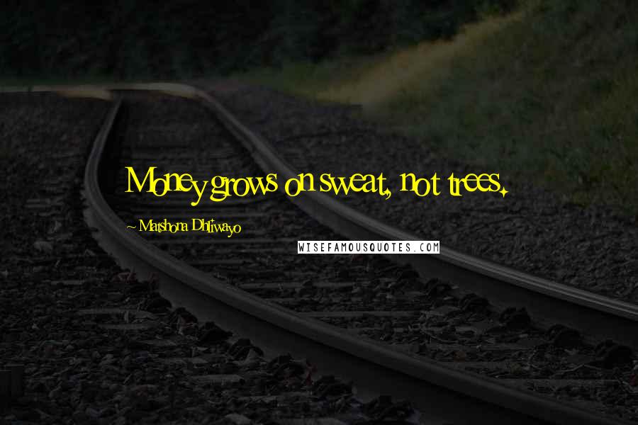 Matshona Dhliwayo Quotes: Money grows on sweat, not trees.