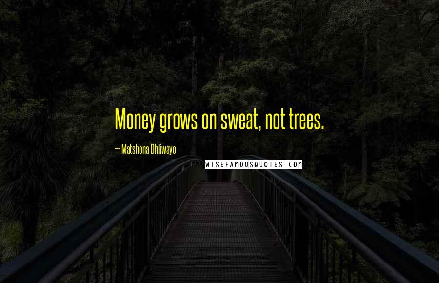 Matshona Dhliwayo Quotes: Money grows on sweat, not trees.