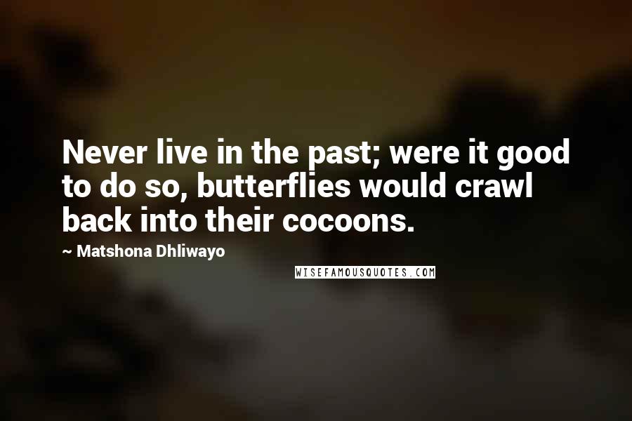 Matshona Dhliwayo Quotes: Never live in the past; were it good to do so, butterflies would crawl back into their cocoons.