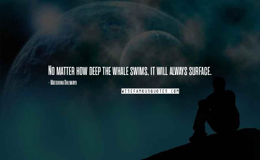 Matshona Dhliwayo Quotes: No matter how deep the whale swims, it will always surface.