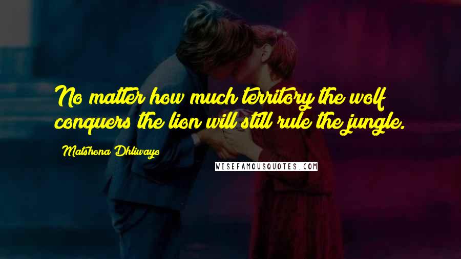 Matshona Dhliwayo Quotes: No matter how much territory the wolf conquers the lion will still rule the jungle.