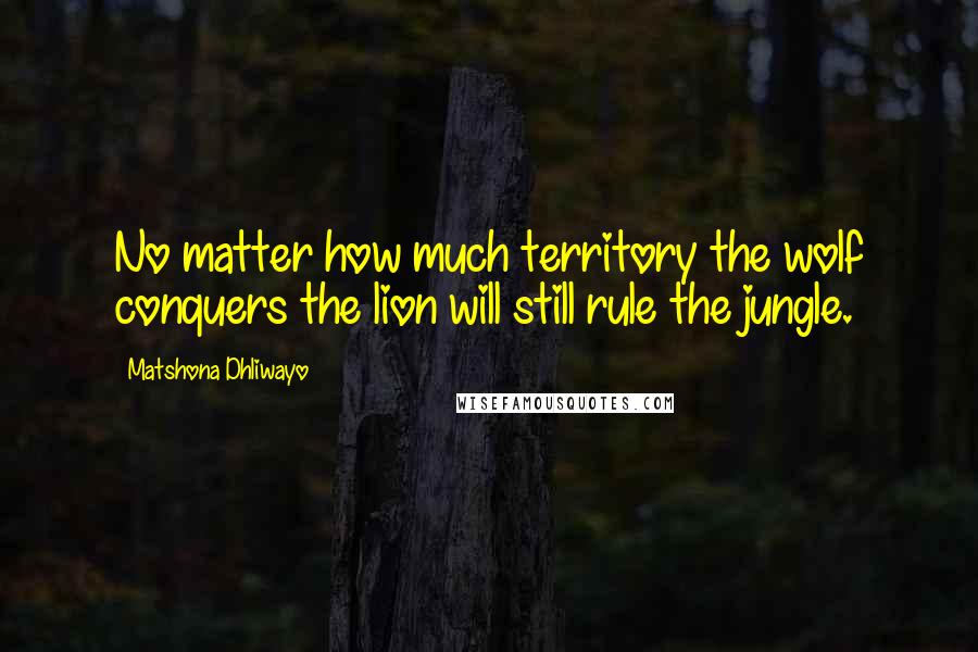 Matshona Dhliwayo Quotes: No matter how much territory the wolf conquers the lion will still rule the jungle.