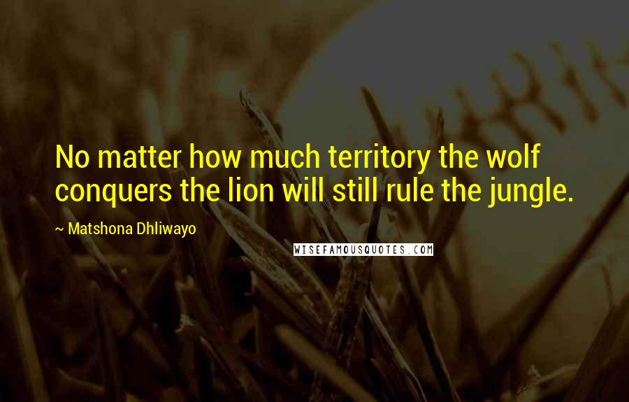 Matshona Dhliwayo Quotes: No matter how much territory the wolf conquers the lion will still rule the jungle.