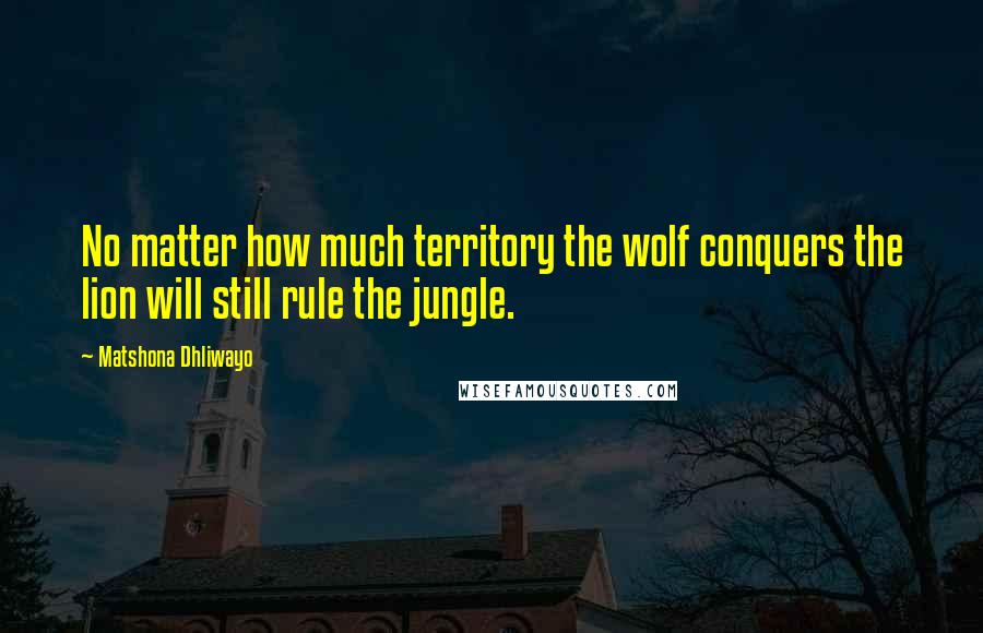 Matshona Dhliwayo Quotes: No matter how much territory the wolf conquers the lion will still rule the jungle.