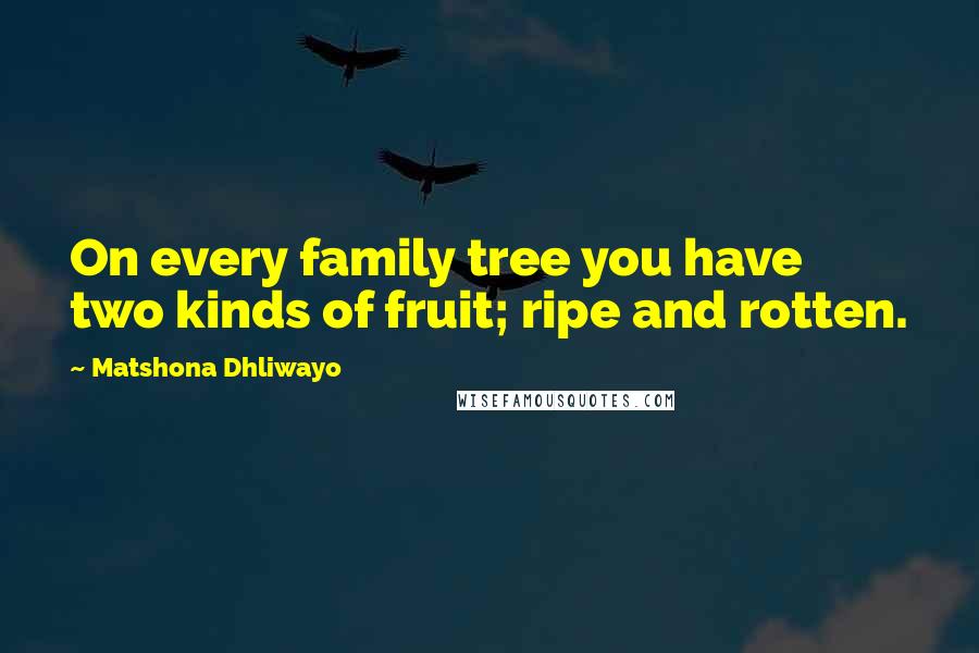 Matshona Dhliwayo Quotes: On every family tree you have two kinds of fruit; ripe and rotten.