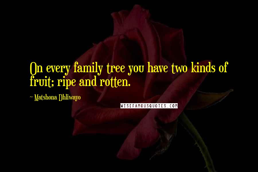 Matshona Dhliwayo Quotes: On every family tree you have two kinds of fruit; ripe and rotten.