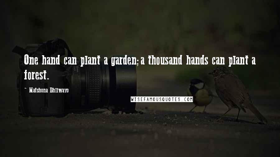 Matshona Dhliwayo Quotes: One hand can plant a garden;a thousand hands can plant a forest.