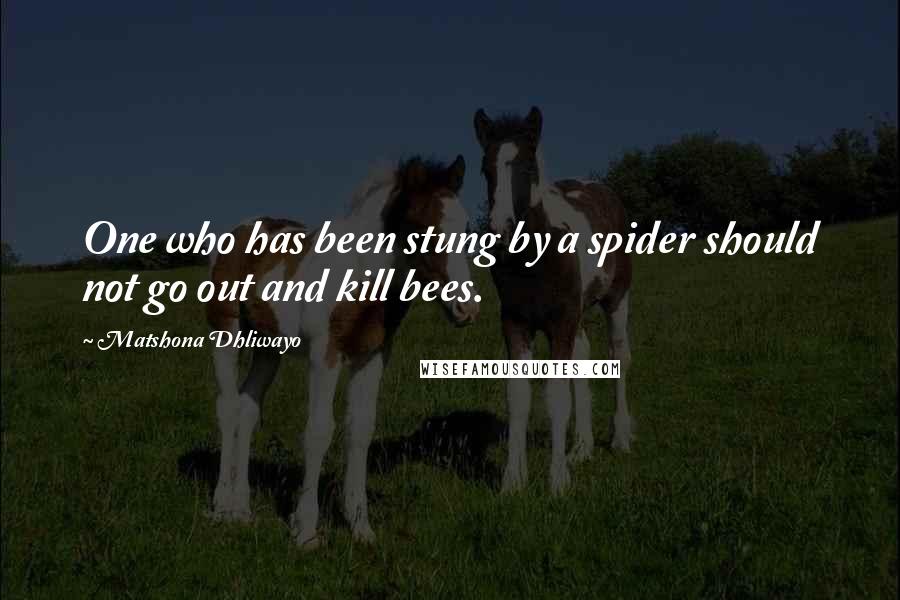 Matshona Dhliwayo Quotes: One who has been stung by a spider should not go out and kill bees.