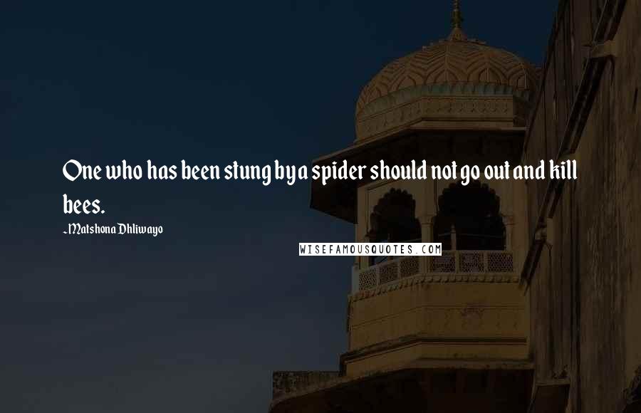 Matshona Dhliwayo Quotes: One who has been stung by a spider should not go out and kill bees.