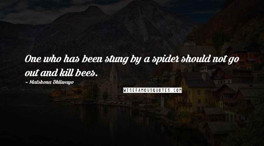 Matshona Dhliwayo Quotes: One who has been stung by a spider should not go out and kill bees.