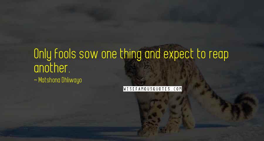 Matshona Dhliwayo Quotes: Only fools sow one thing and expect to reap another.