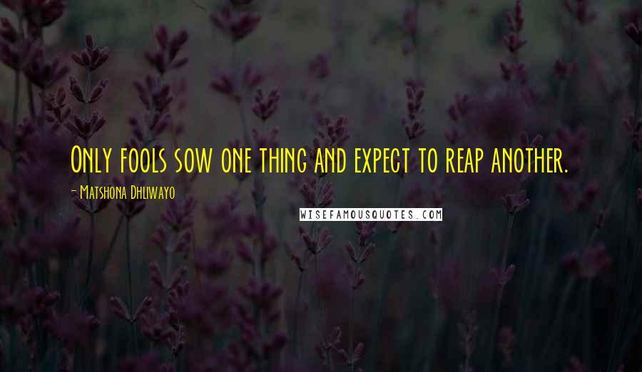 Matshona Dhliwayo Quotes: Only fools sow one thing and expect to reap another.