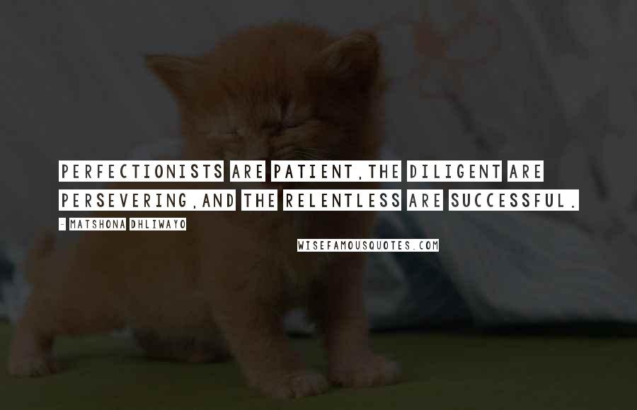 Matshona Dhliwayo Quotes: Perfectionists are patient,the diligent are persevering,and the relentless are successful.