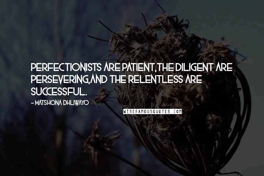 Matshona Dhliwayo Quotes: Perfectionists are patient,the diligent are persevering,and the relentless are successful.